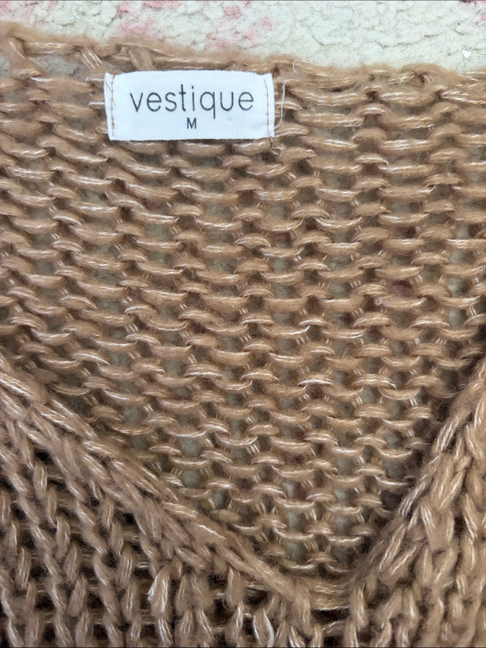 vestique Chunky V-Neck Oversized Sweater - Taupe Brown - Picture 2 of 3